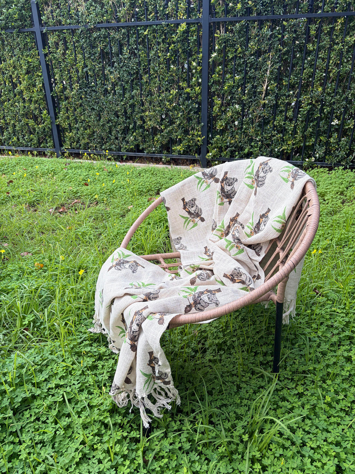 Hand Block Printed Jute Throw Blanket