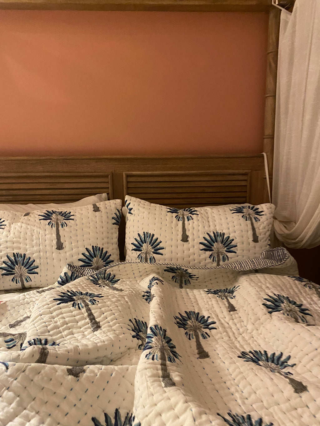 Kantha Blue Palm Quilt