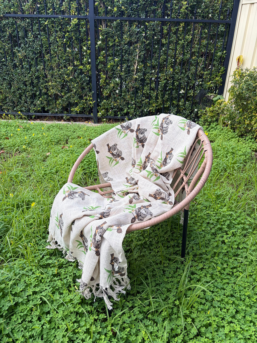 Hand Block Printed Jute Throw Blanket